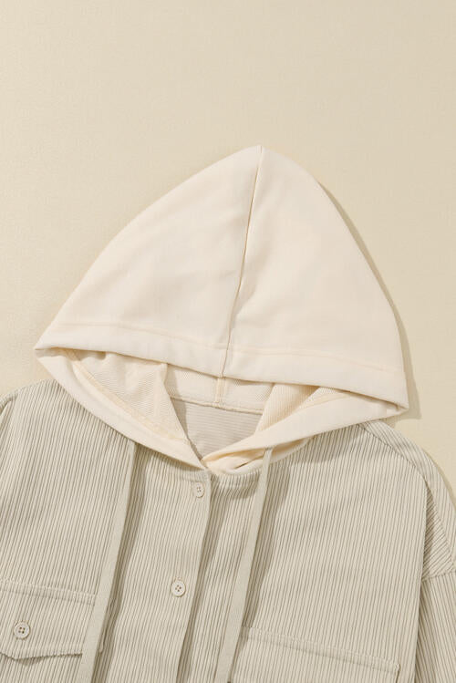 Beyond Basic Cream Pocketed Hooded Long Sleeve Jacket