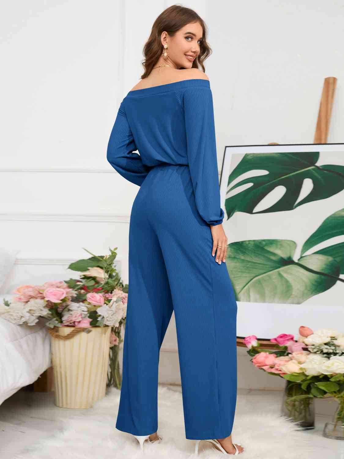 Off-Shoulder Straight Leg Jumpsuit