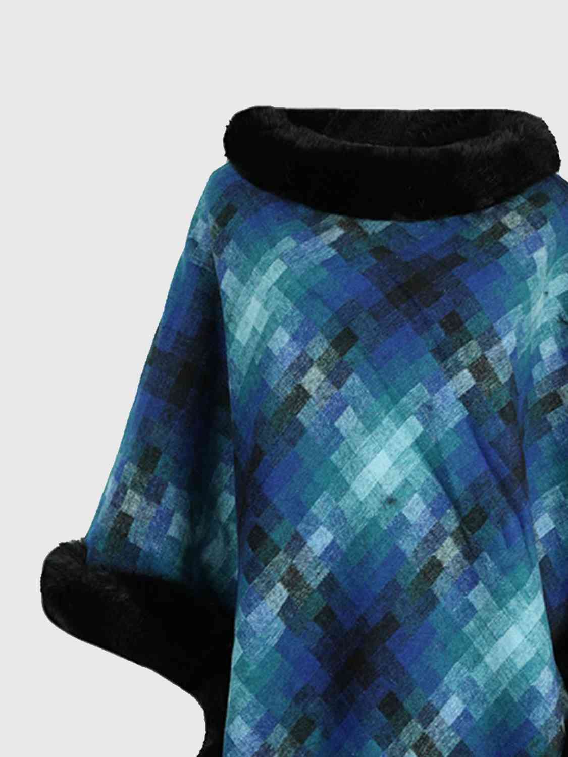 Kenya One Size Faux Fur Trim Poncho