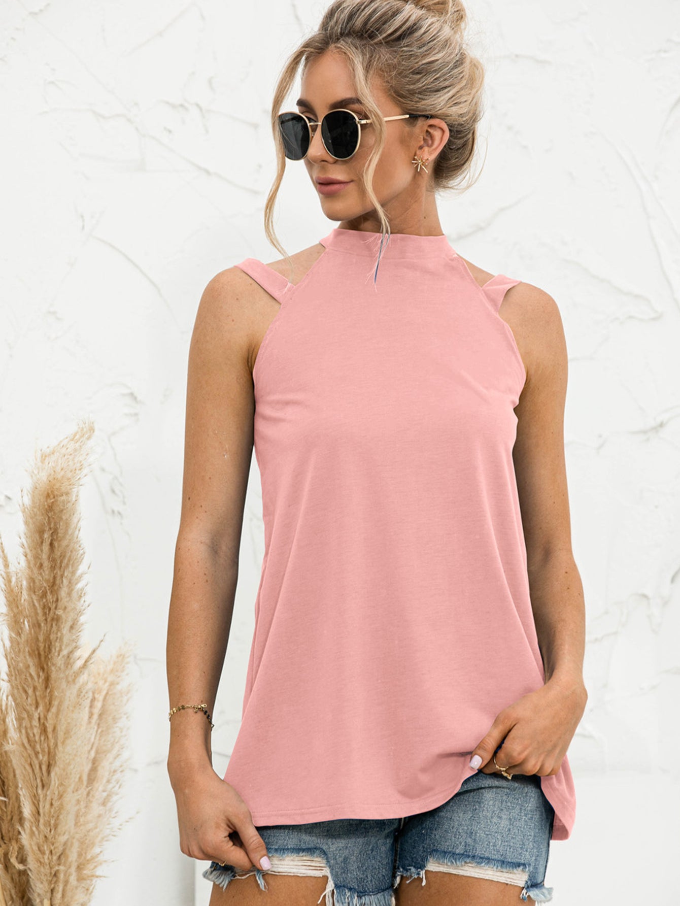 Women's Cutout Mock Neck Tank