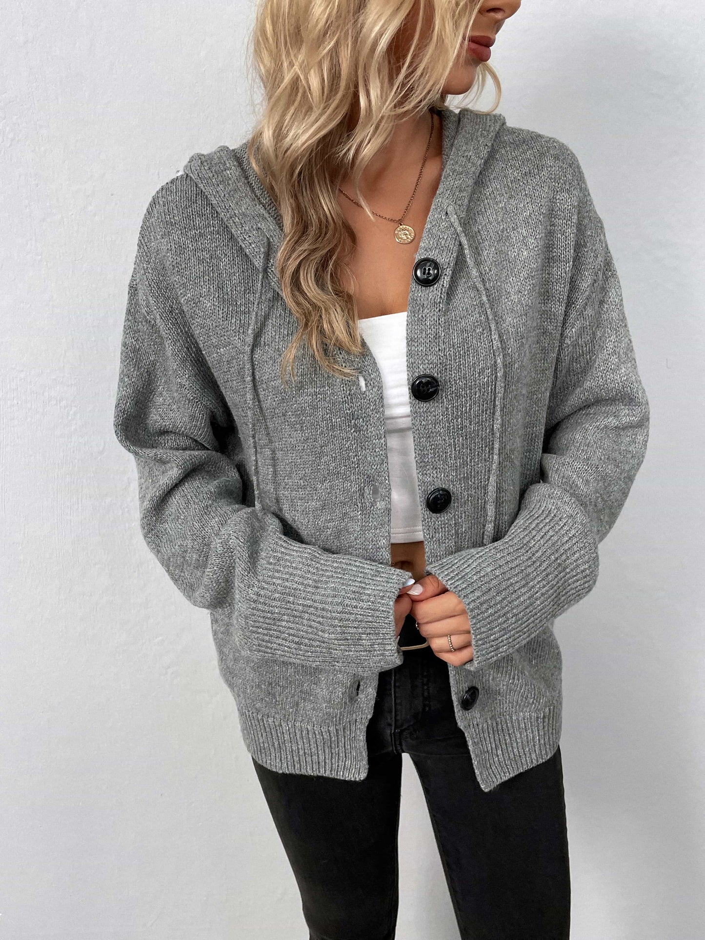 TrendiStyles Button-Down Long Sleeve Hooded Sweater 🦋