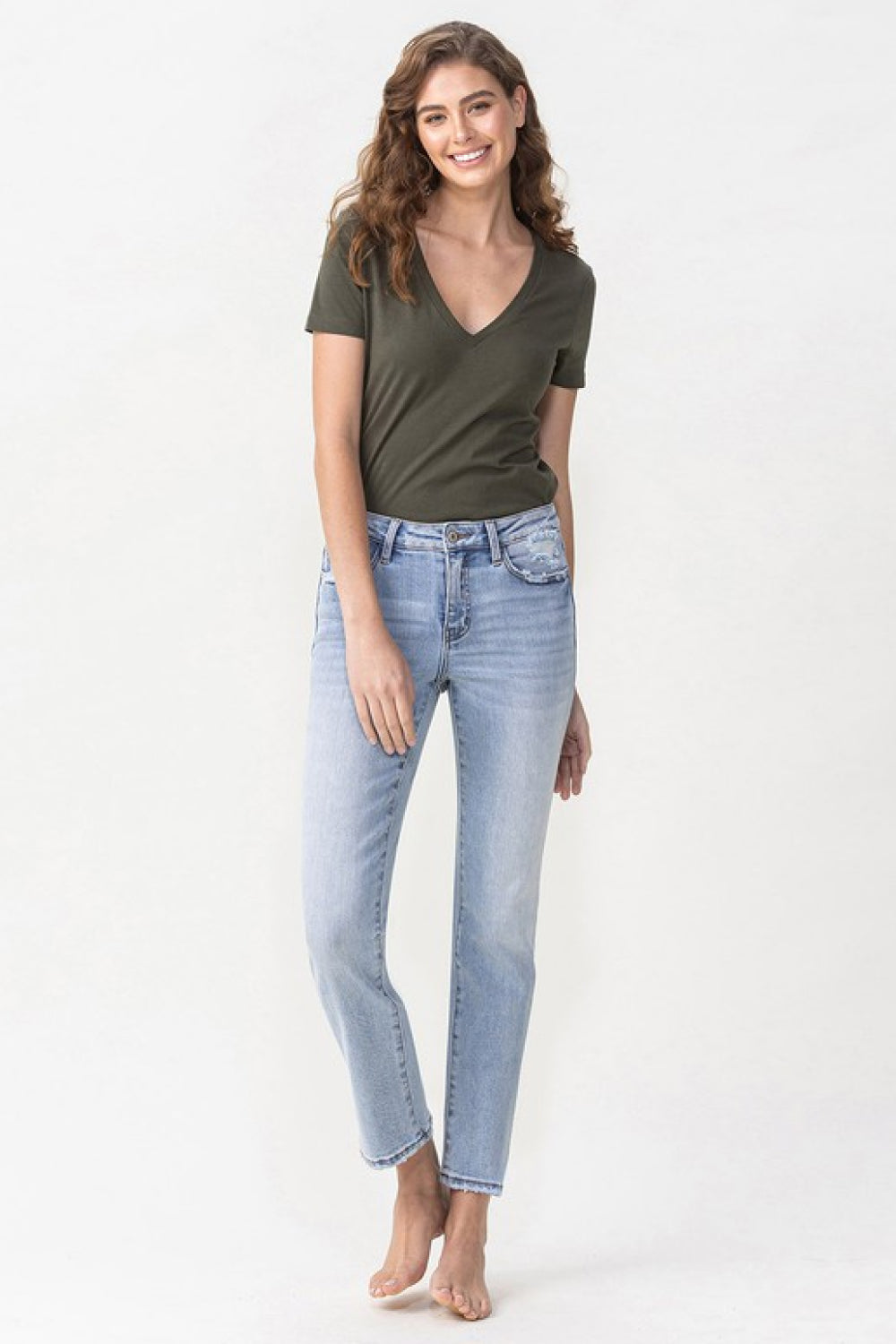 Women's Lovervet Full Size Andrea Midrise Crop Straight Jeans