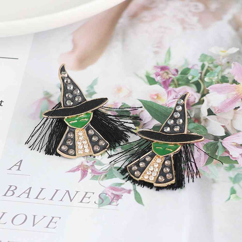 Halloween Witch Rhinestone Alloy Earrings