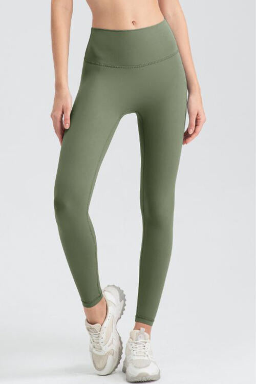 Basic Style High-Stretch Wide Waistband Sport Leggings