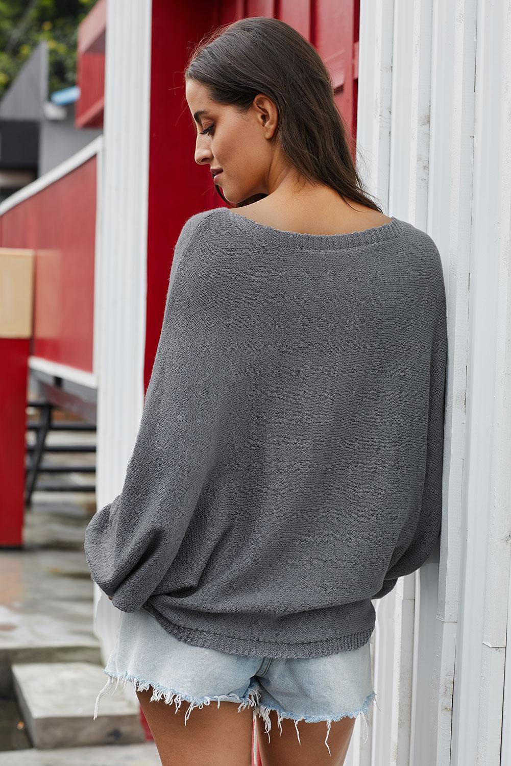 Women's Scoop Neck Drop Shoulder Sweater