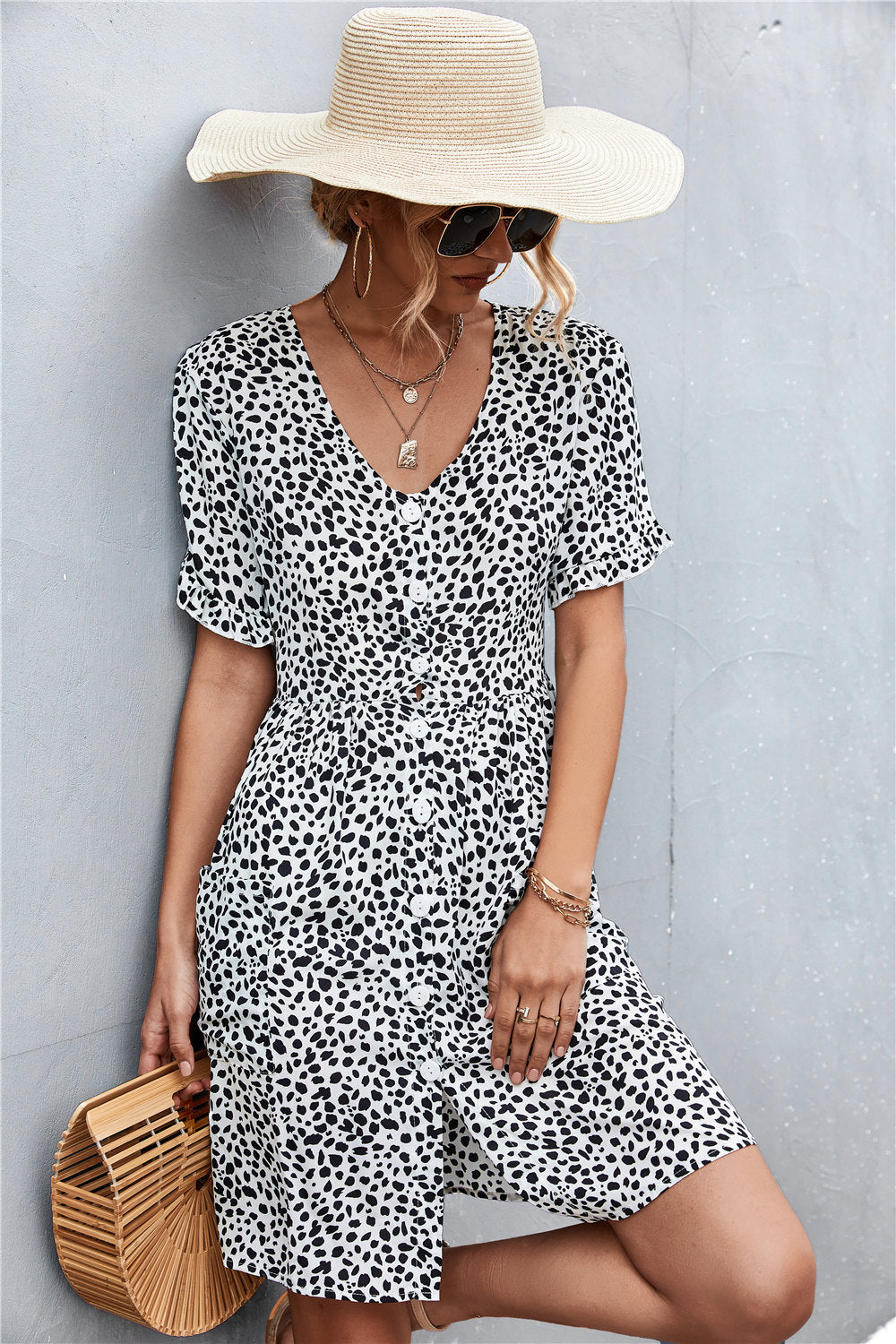 Women's Printed Button down Pocketed Dress