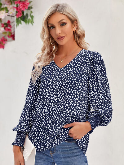 Women's BeautyEve Printed V-Neck Lantern Sleeve Blouse