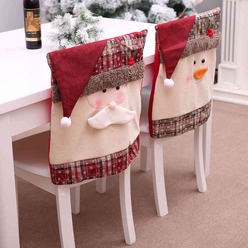 Christmas Santa or Snowman Pom-Pom Trim Chair Cover