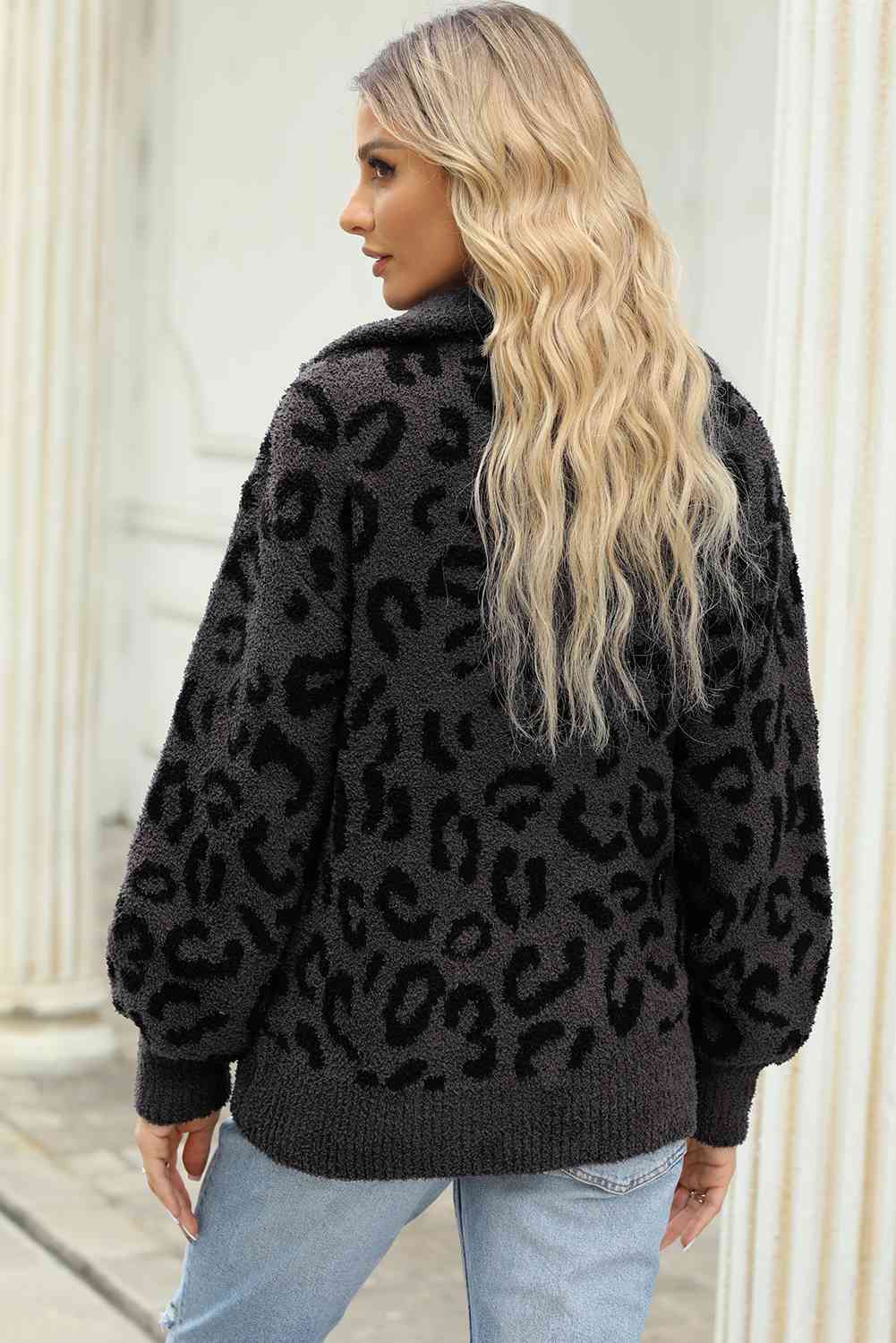 Leopard Half-Zip Sweater