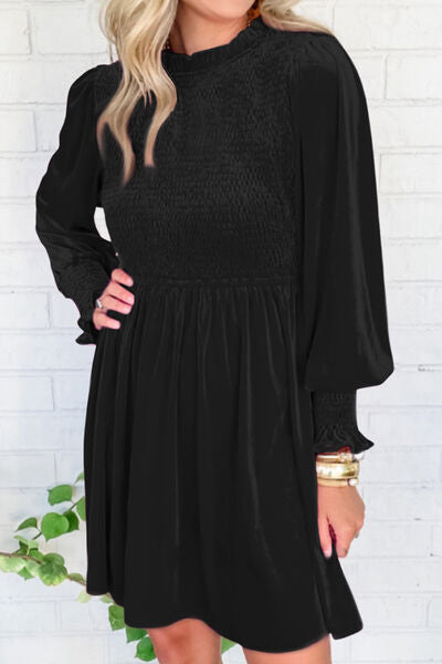 ChicDresses Smocked Round Neck Long Sleeve Dress