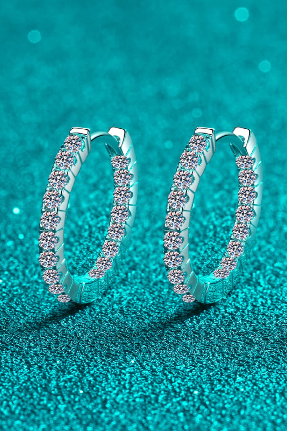 Moissanite 925 Sterling Silver Huggie Earrings Length 0.7" Carat 0.9