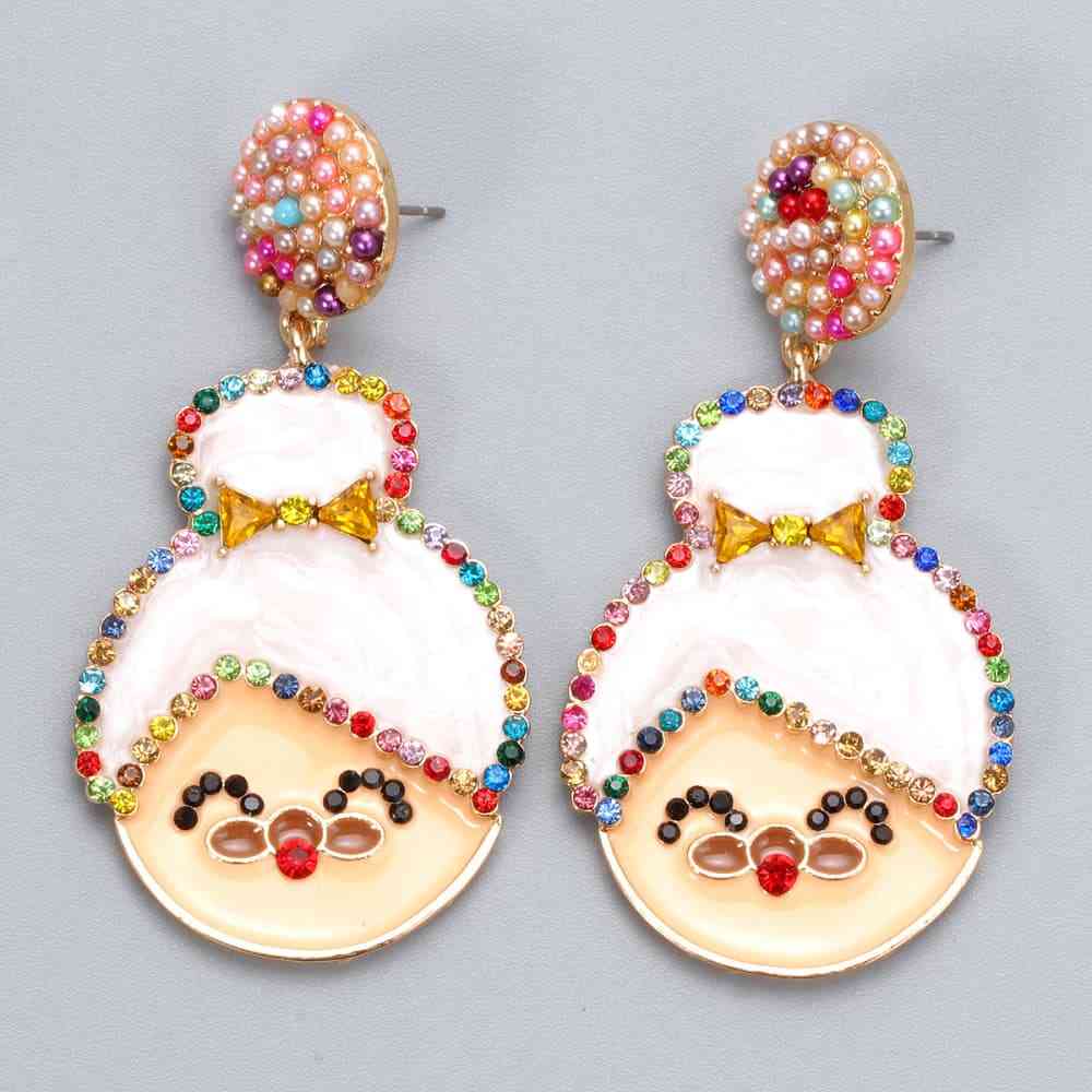 Christmas Rhinestone Alloy Mrs. Claus Earrings