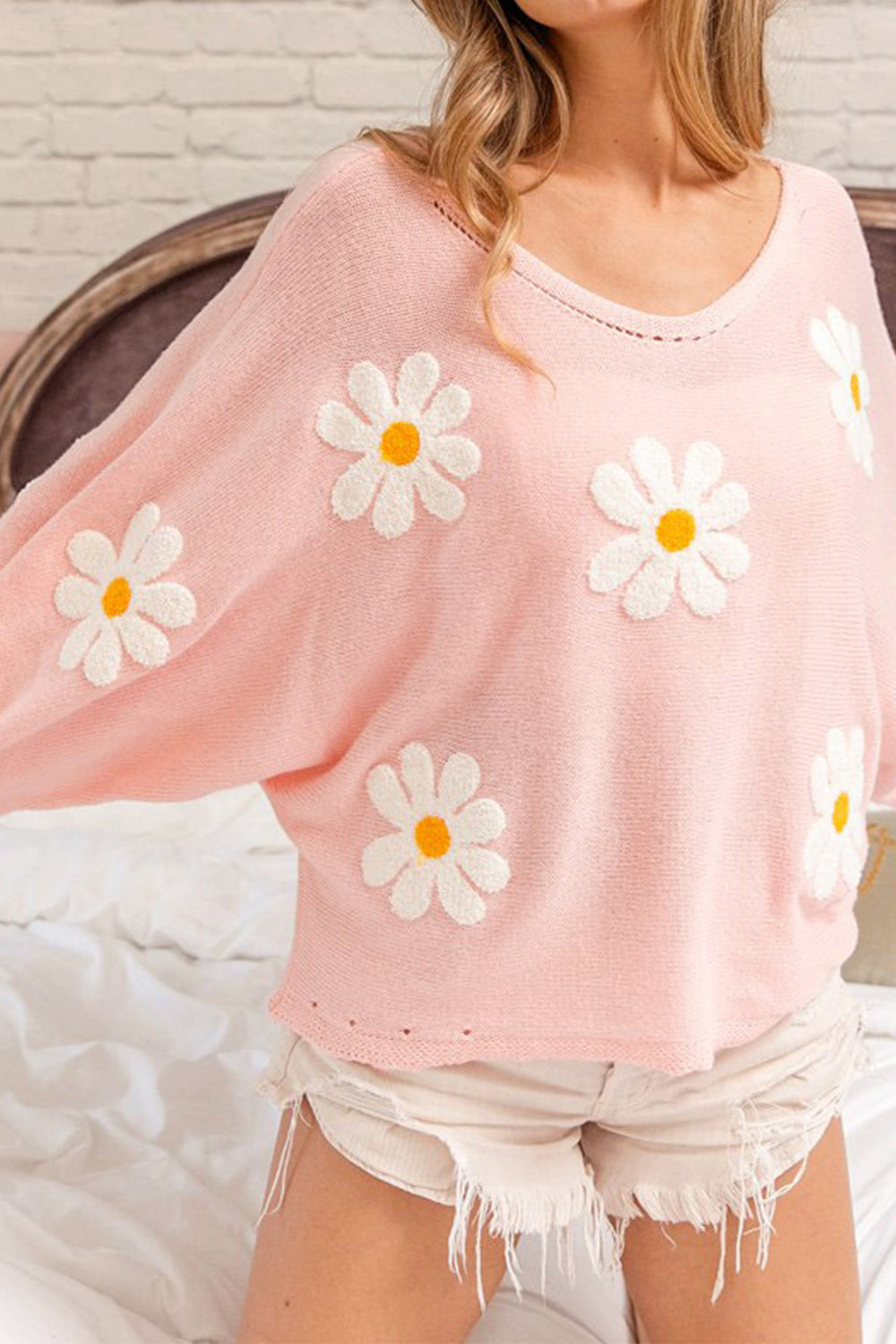 Chic Babe' Flower Pattern Long Sleeve Sweater 🦋