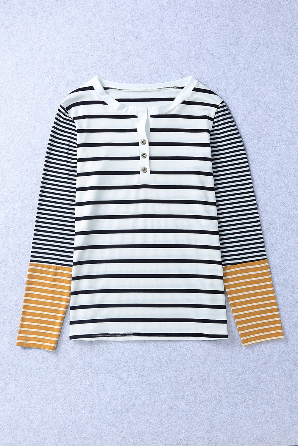 HAYSEA Striped Buttoned Long Sleeve Top