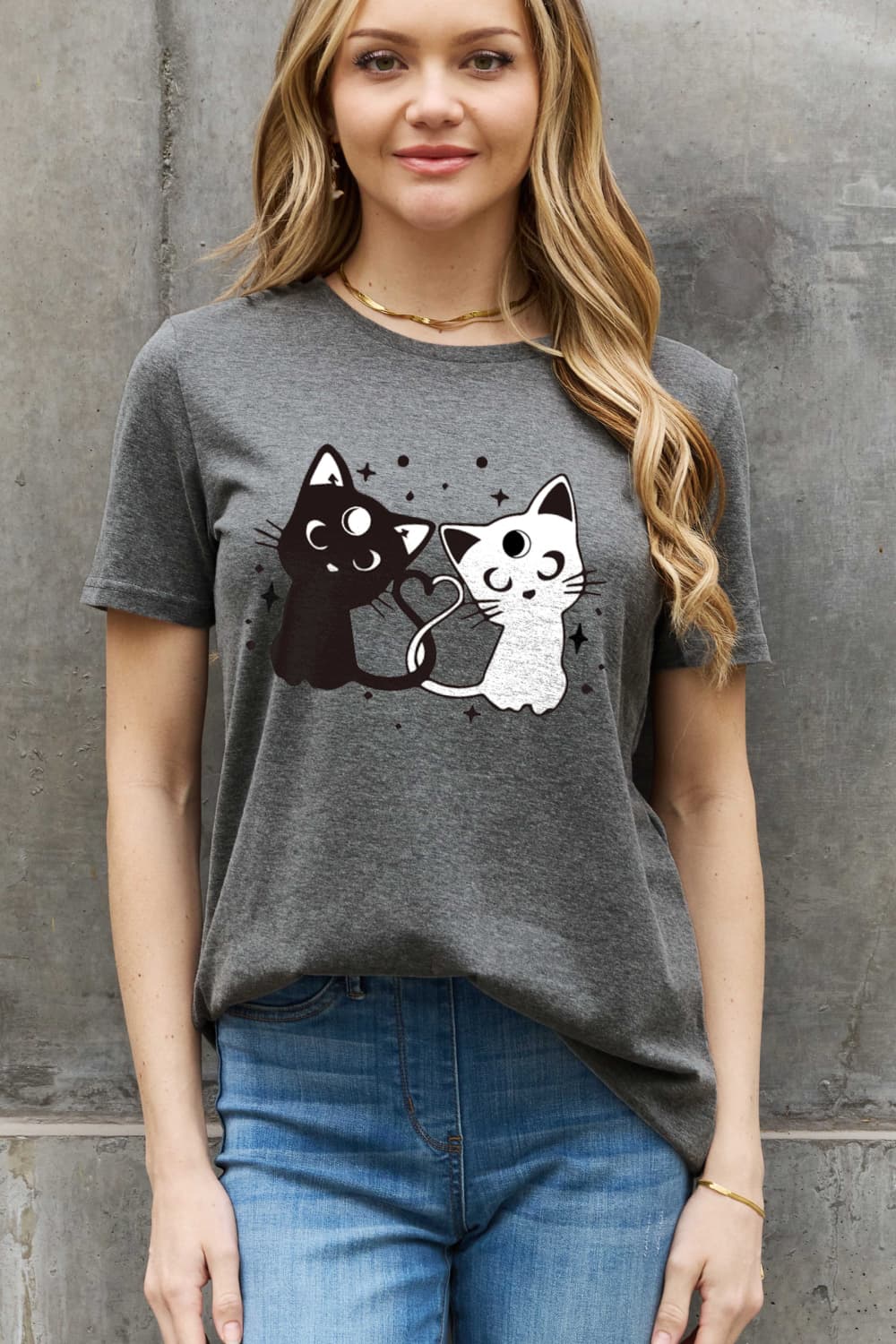 Simply Love Full Size Halloween Cats Graphic Cotton Tee