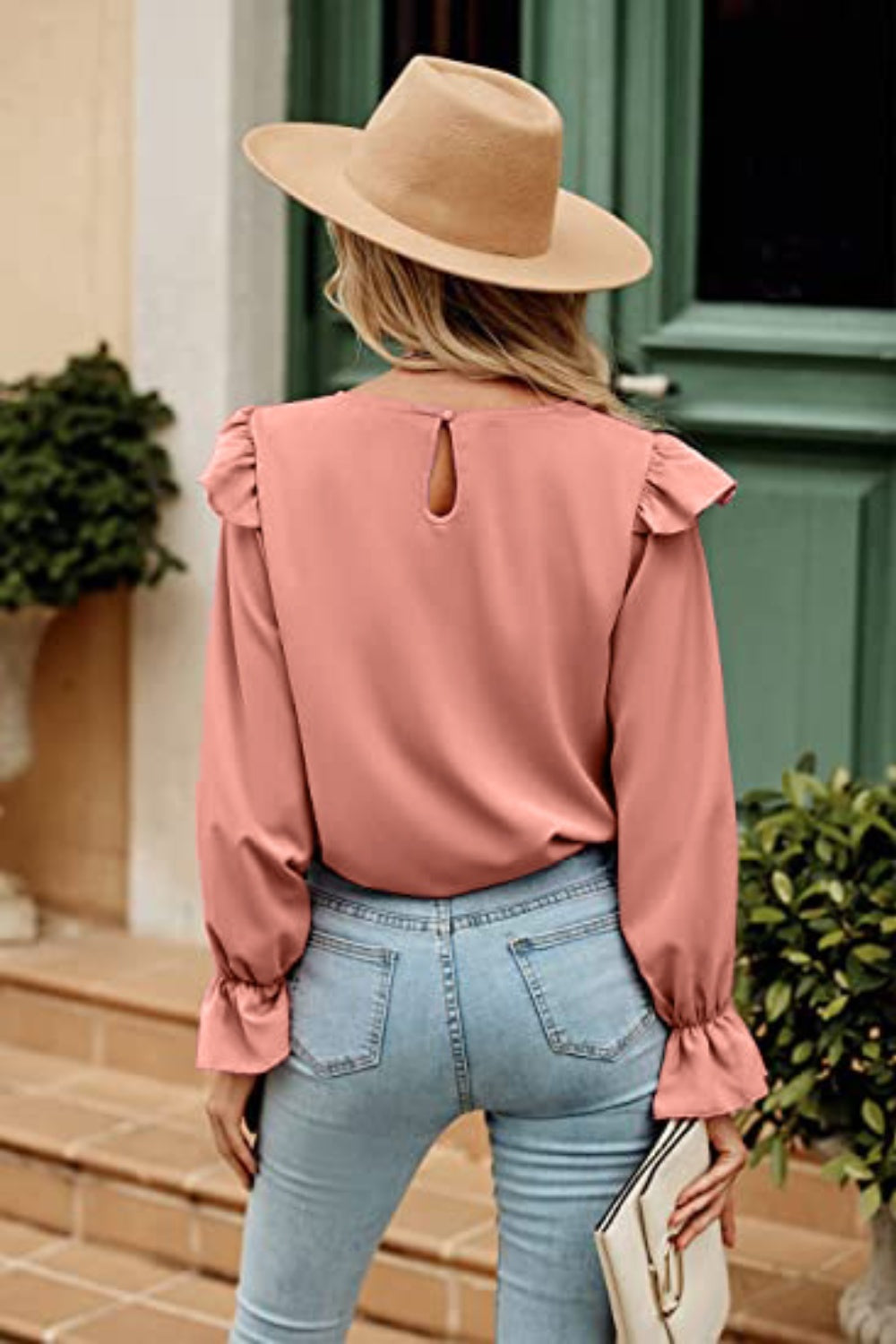 Full Size Ruffled Round Neck Long Sleeve Top