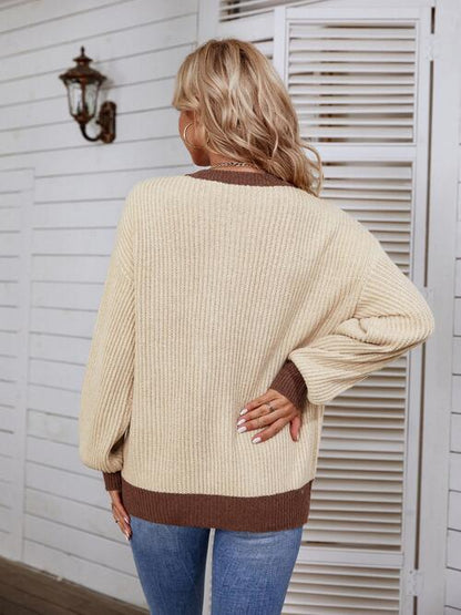 CozyWonders Decorative Button Round Neck Sweater