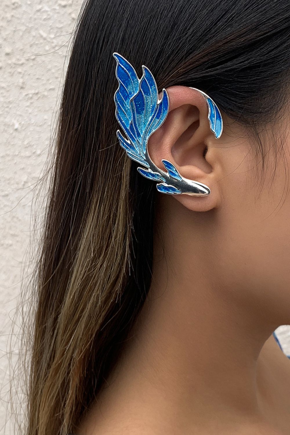 Halloween Blue Mermaid Tail Ear Crawler Earrings