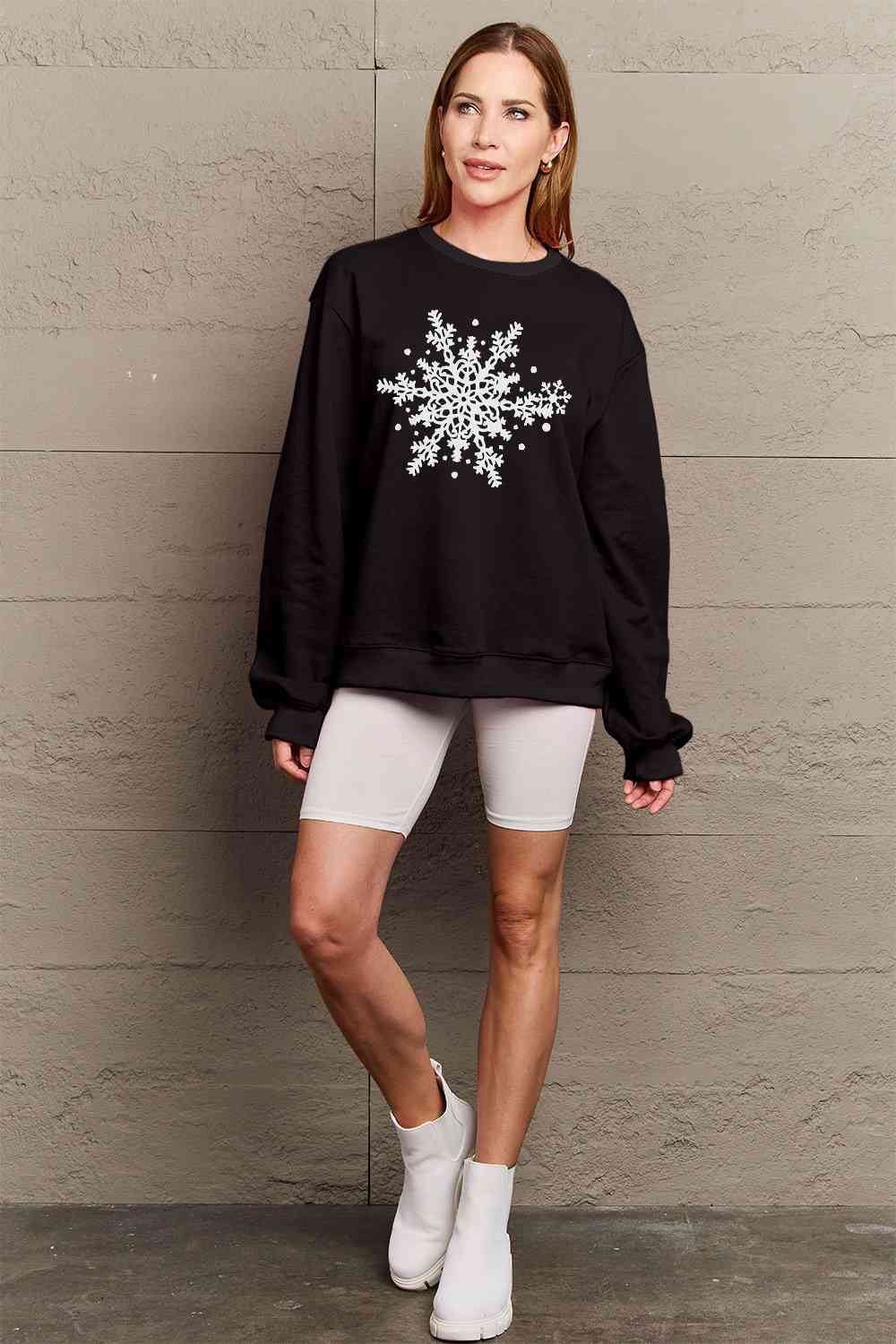 Simply Love Full Size Christmas Snowflake Graphic Sweatshirt