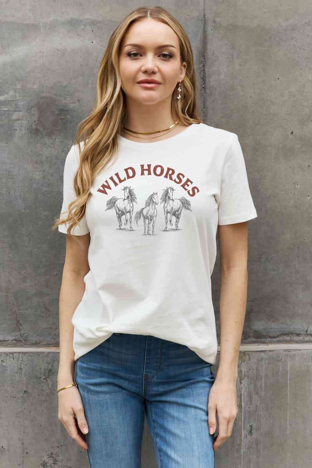 Simply Love WILD HORSES Graphic Cotton T-Shirt