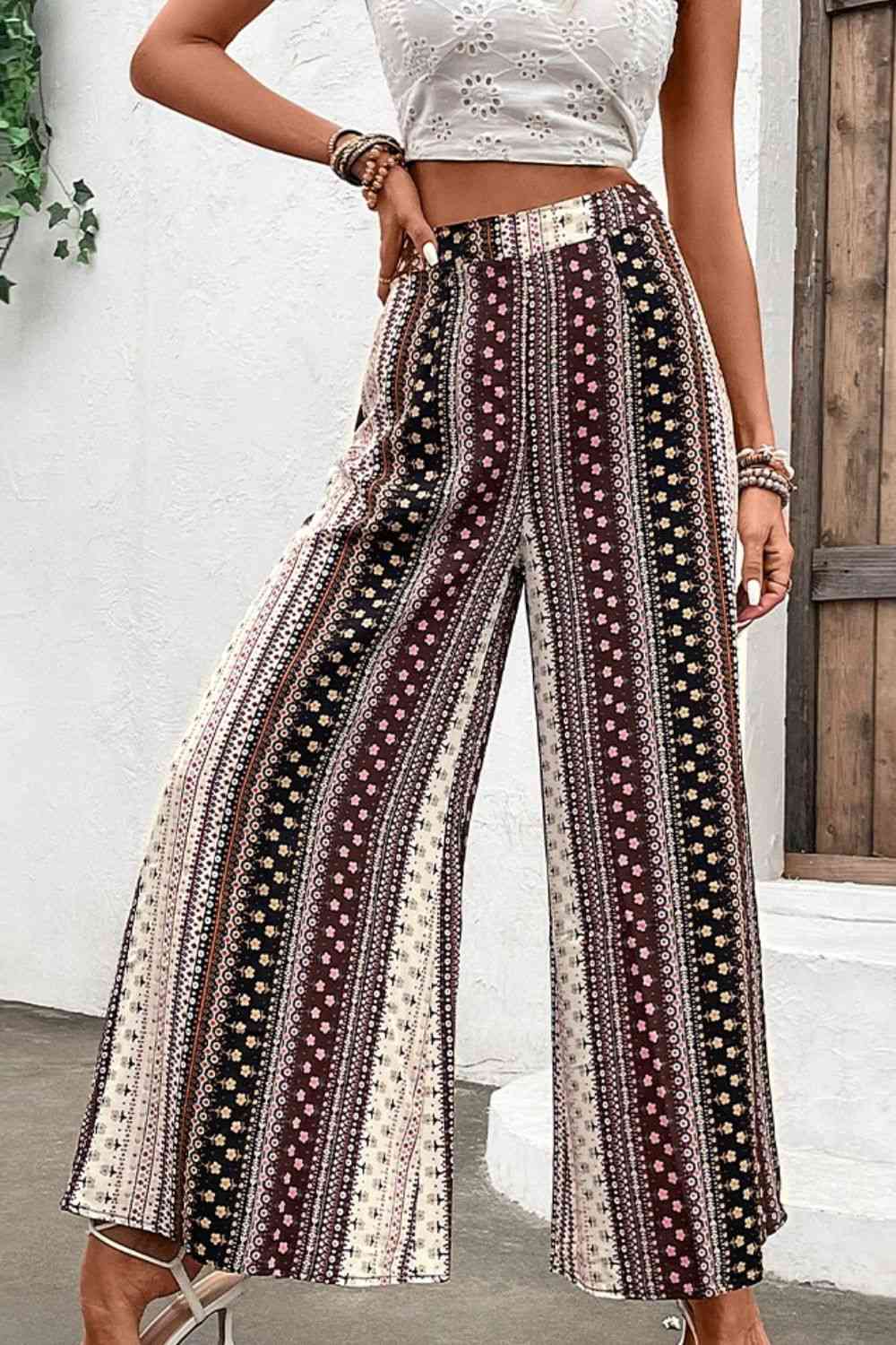 OhSoModern Multicolor Floral High Waist Wide Leg Pants