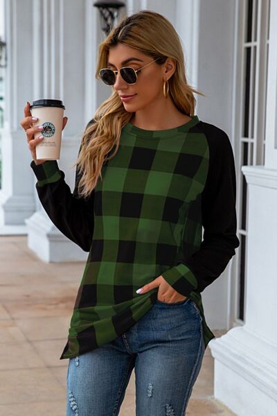 Women's Jasira Plaid Round Neck Long Sleeve T-Shirt