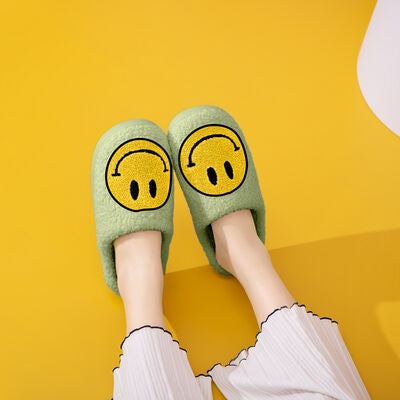 Melody Smiley Face Mint Yellow Slippers