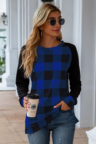 Women's Jasira Plaid Round Neck Long Sleeve T-Shirt