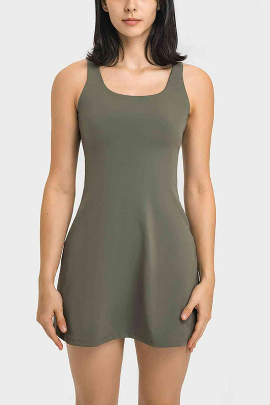 Women's Cressida Square Neck Sports Tank Dress with Full Coverage Bottoms