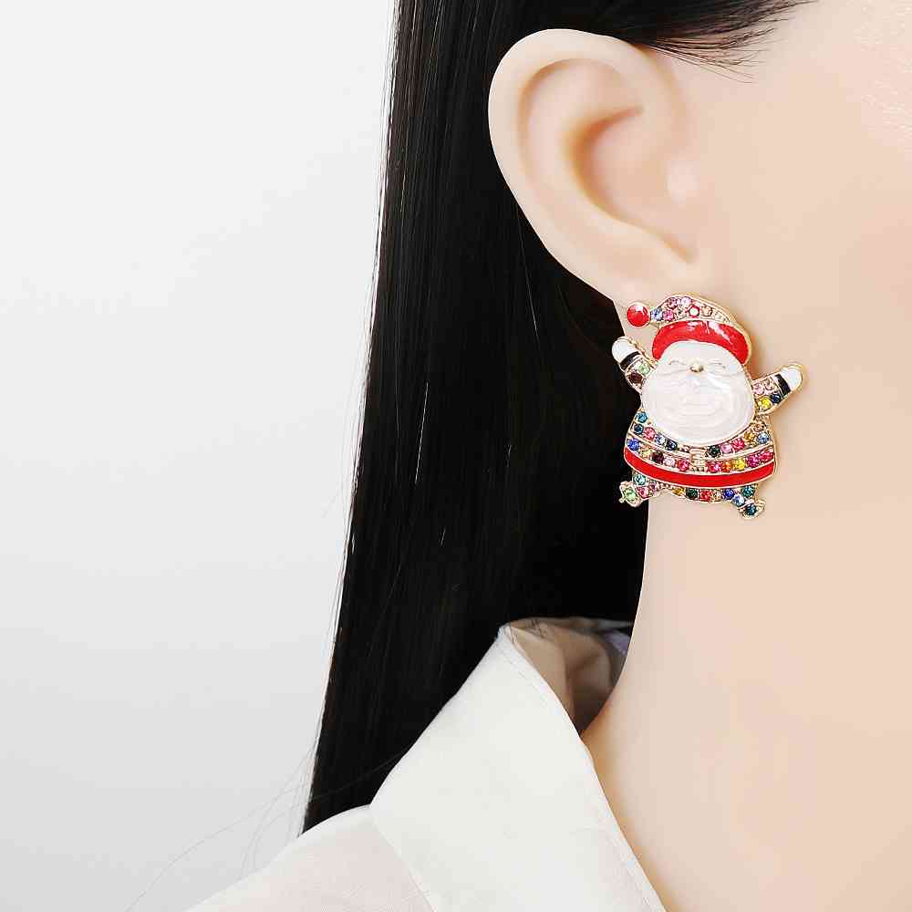 Christmas Rhinestone Alloy Santa Earrings