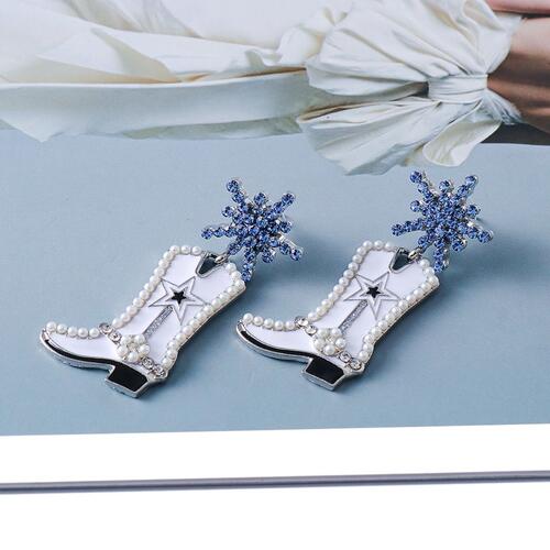 Rhinestone Boot Theme Alloy Dangle Earrings