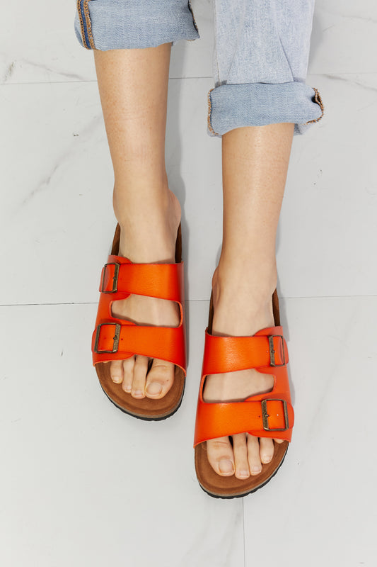 Women's MMShoes Feeling Alive Double Banded Slide Sandals in Orange