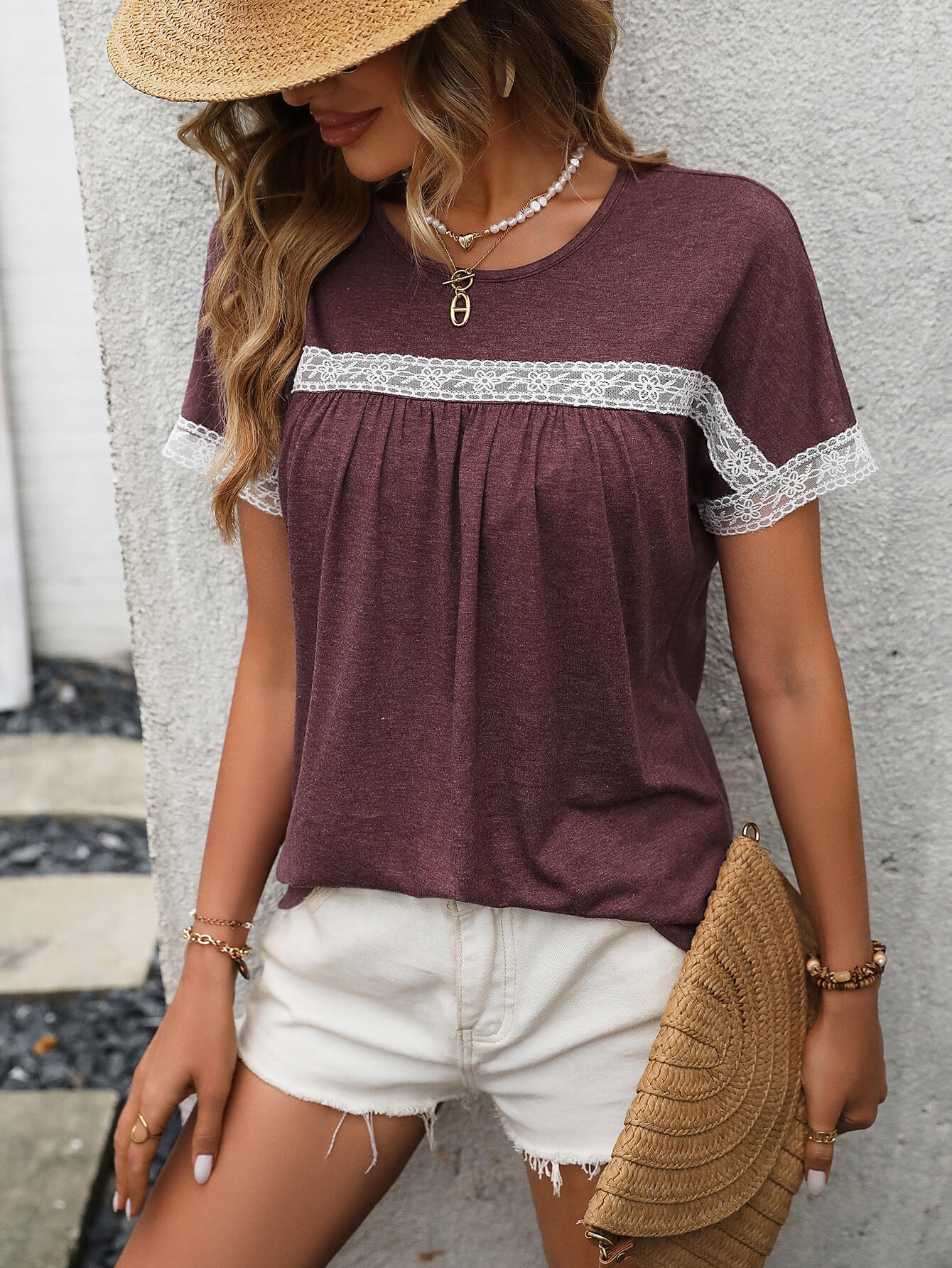 Women's Bryony Contrast Round Neck Short Sleeve Tee