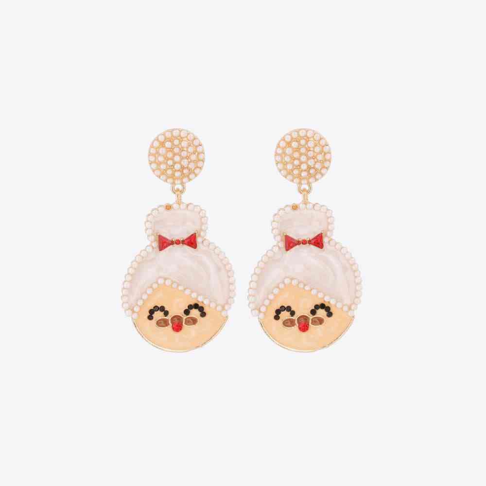 Christmas Rhinestone Alloy Mrs. Claus Earrings