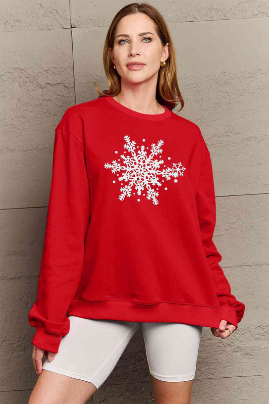 Simply Love Full Size Christmas Snowflake Graphic Sweatshirt