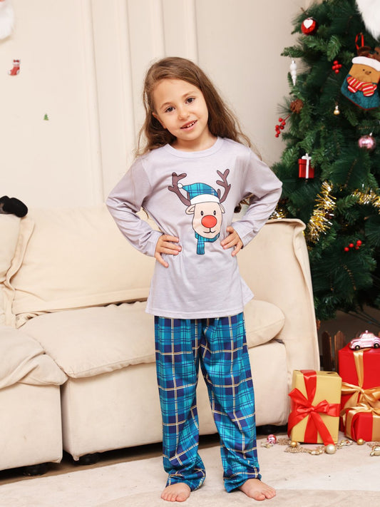 LITTLE KIDS UNISEX Christmas Rudolph Graphic Long Sleeve Top and Plaid Pants Set SZ 3M-18M