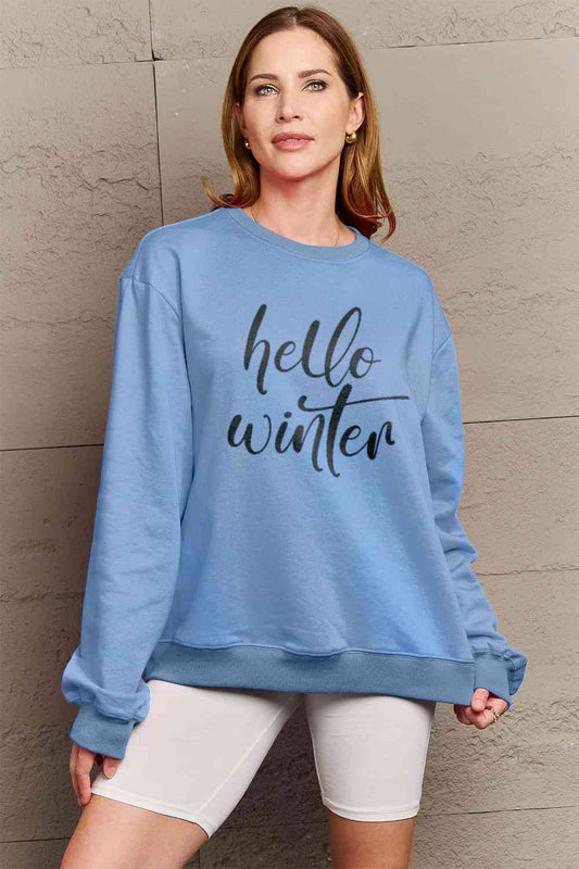 Simply Love SEASONAL Full Size HELLO WINTER Graphic Sweatshirt