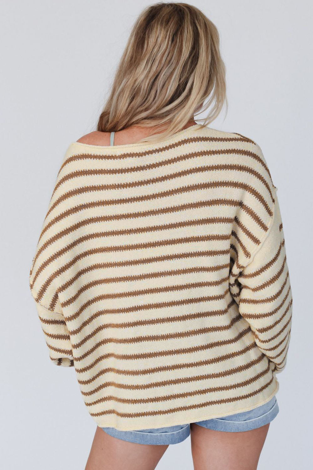 ZELDAlea Boat Neck Long Sleeve Striped Sweater