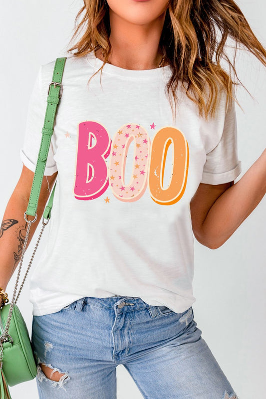 Halloween Full Size Round Neck Short Sleeve BOO Graphic T-Shirt