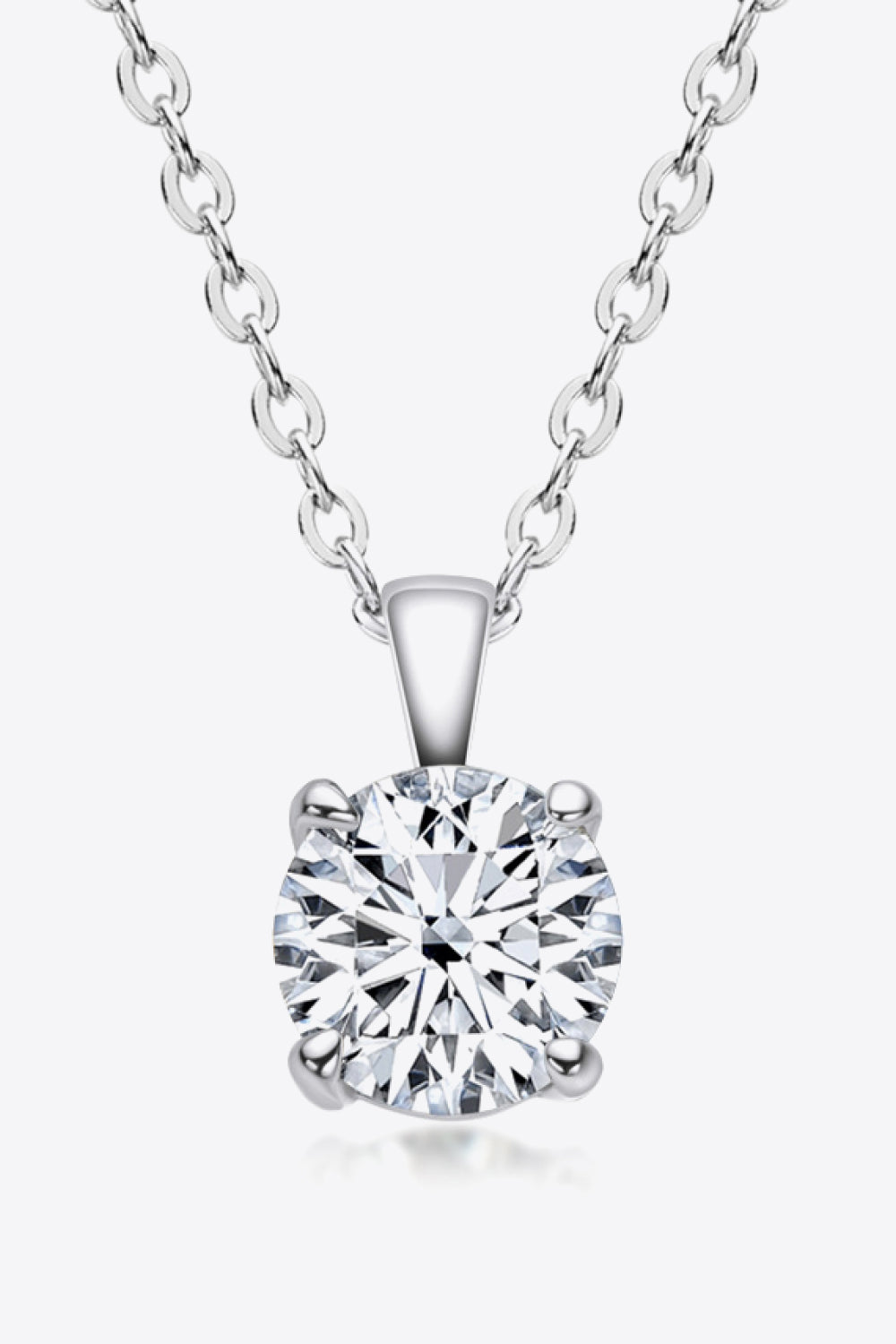Women's 925 Sterling Silver 1 Carat Moissanite Chain-Link Necklace