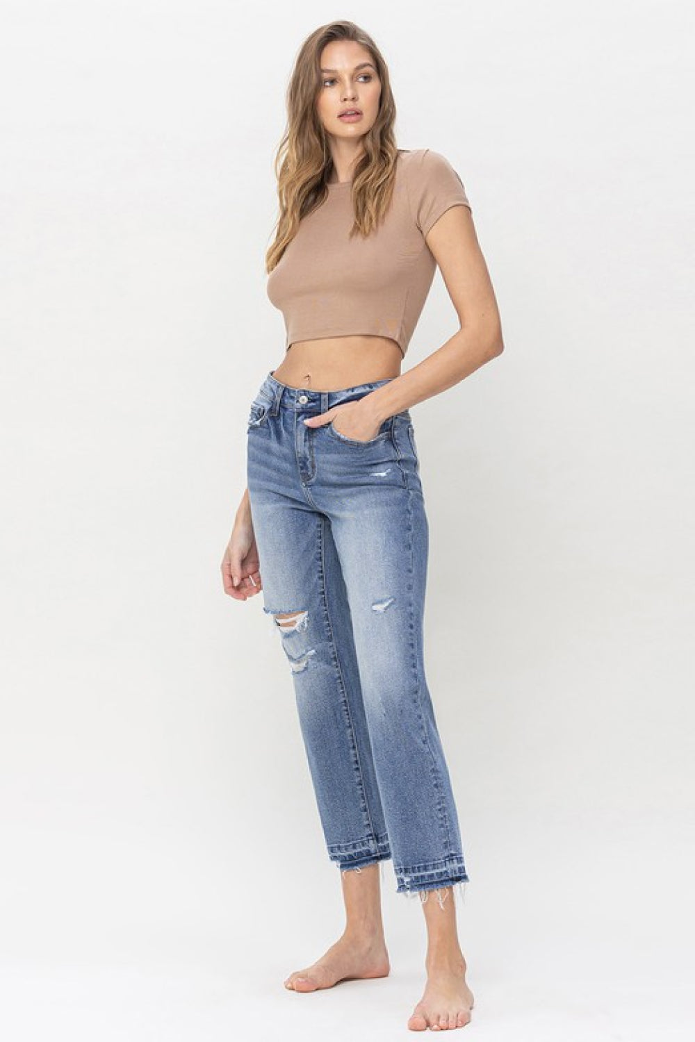 Women's Lovervet Full Size Lena High Rise Crop Straight Jeans