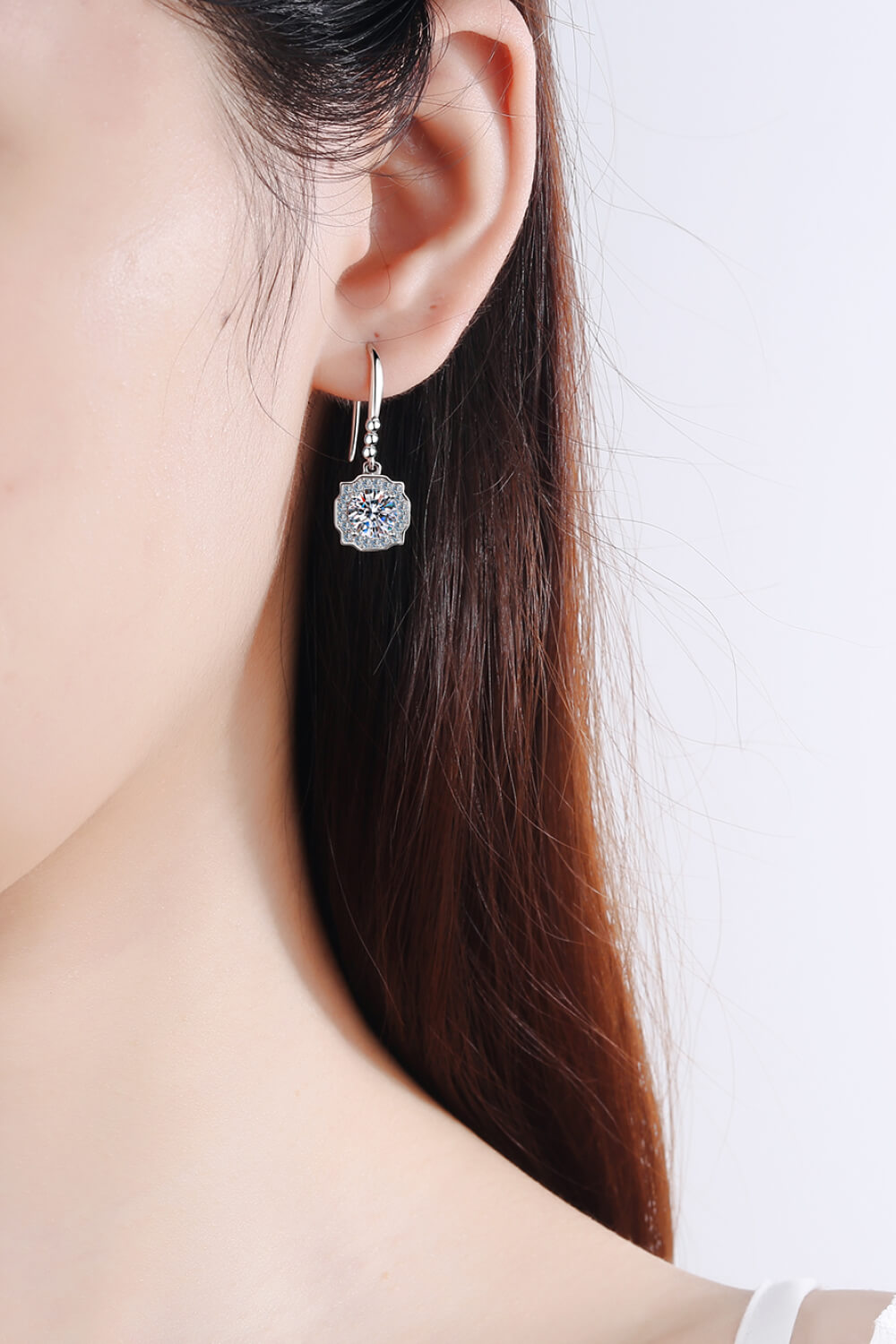 Women's 925 Sterling Silver Moissanite Hook Earrings