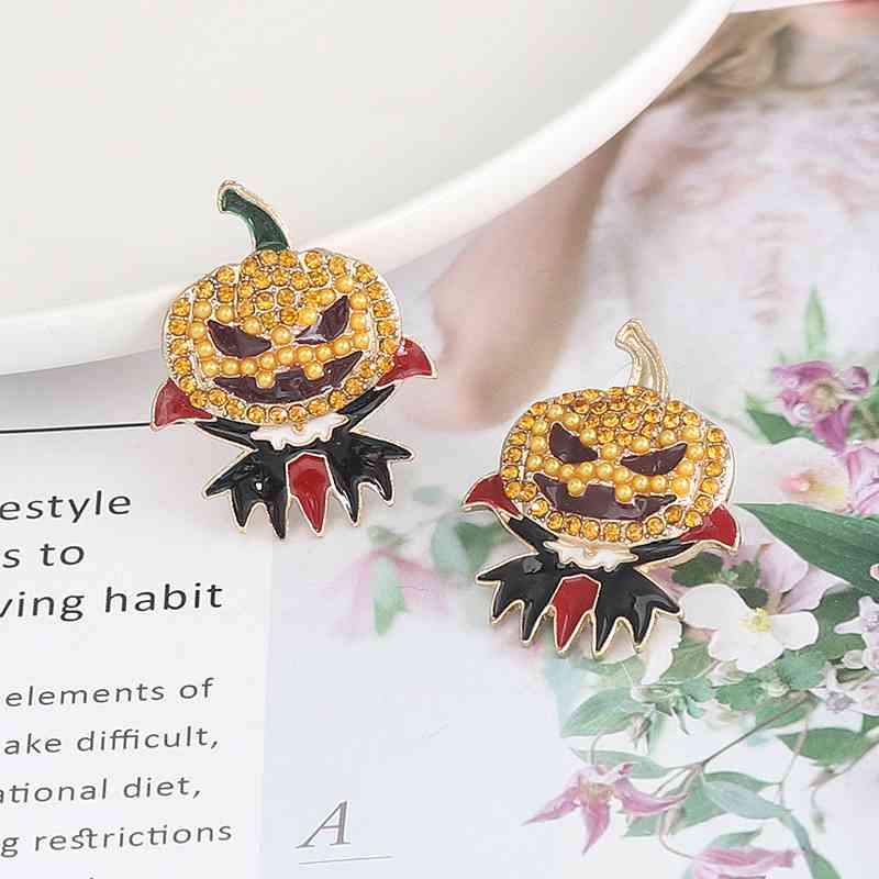 Halloween Demon Pumpkin Rhinestone Alloy Earrings