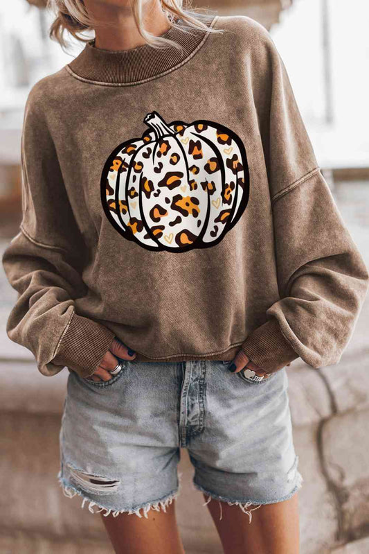 Thanksgiving Fall Round Neck Dropped Shoulder Pumpkin Graphic Sweatshirt