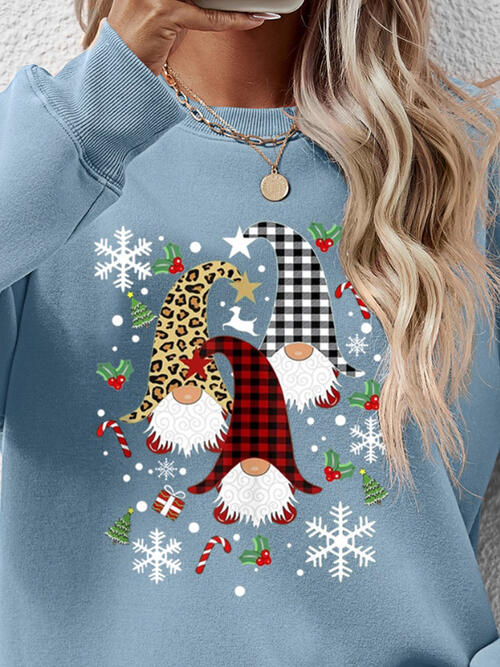 Christmas Winter Faceless Gnomes Graphic Drop Shoulder Sweatshirt