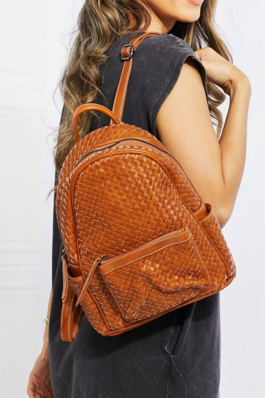 Women's SHOMICO Certainly Chic Faux Leather Woven Backpack