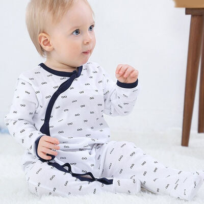 Little Boys 3 Piece Printed Long Sleeve Footed Jumpsuit SZ 0M-12M