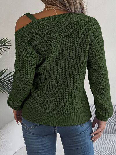 Allissa Asymmetrical Neck Cold Shoulder Long Sleeve Sweater