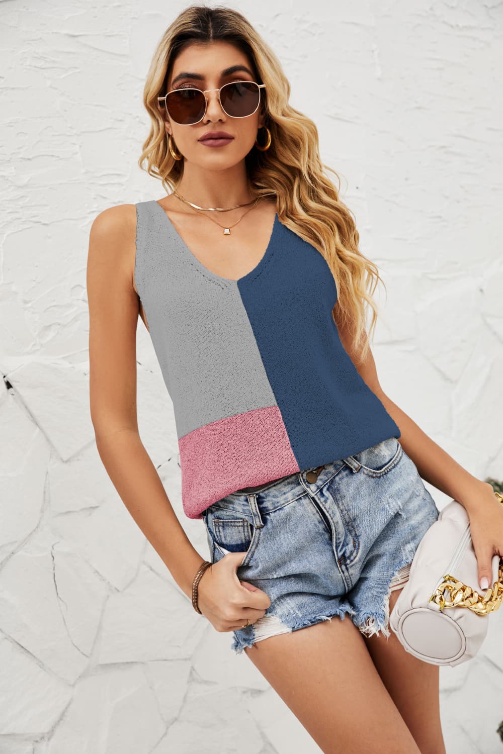 SoBeautiful Color Block Knit Tank