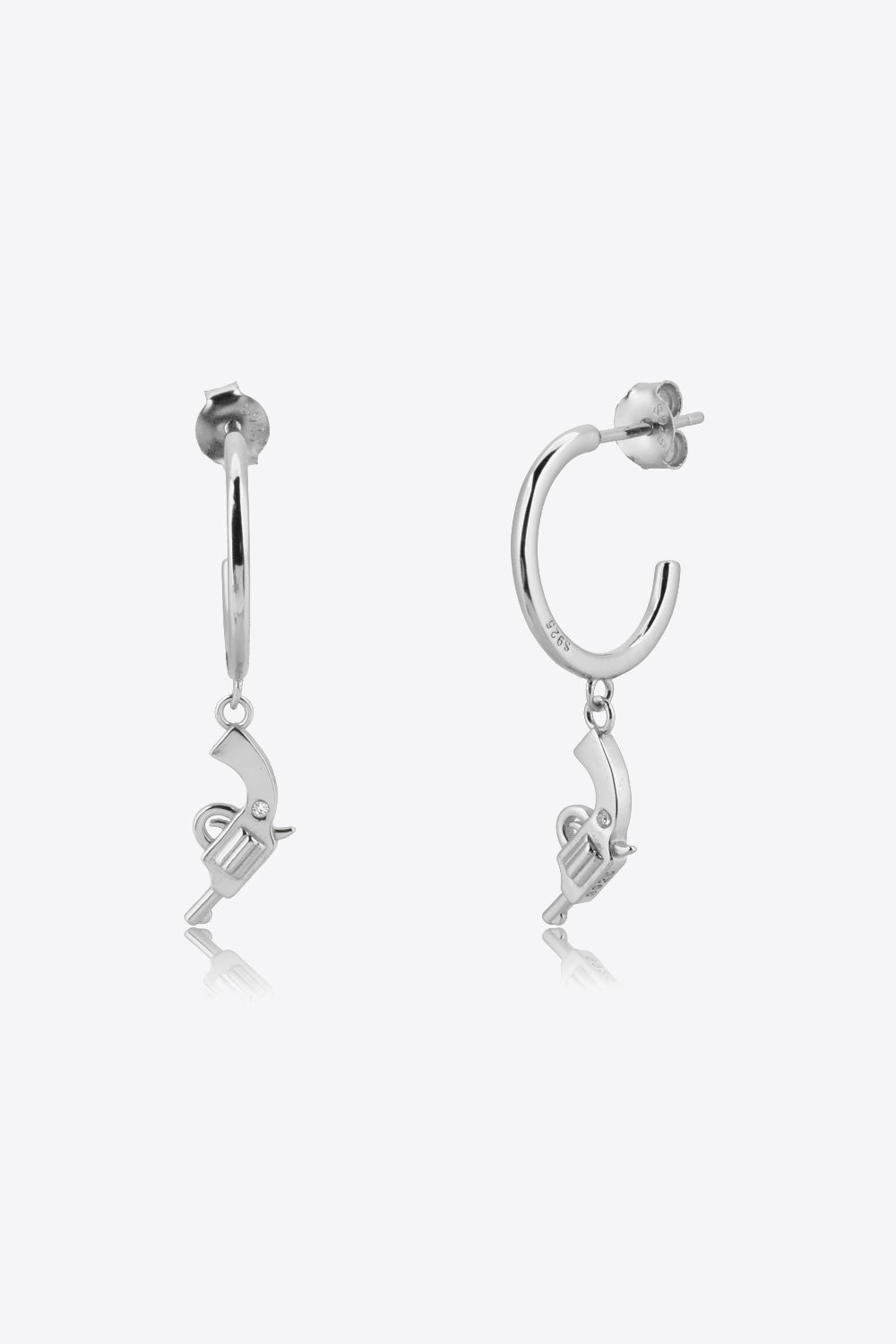 925 Sterling Silver C-Hoop Gun Drop Earrings